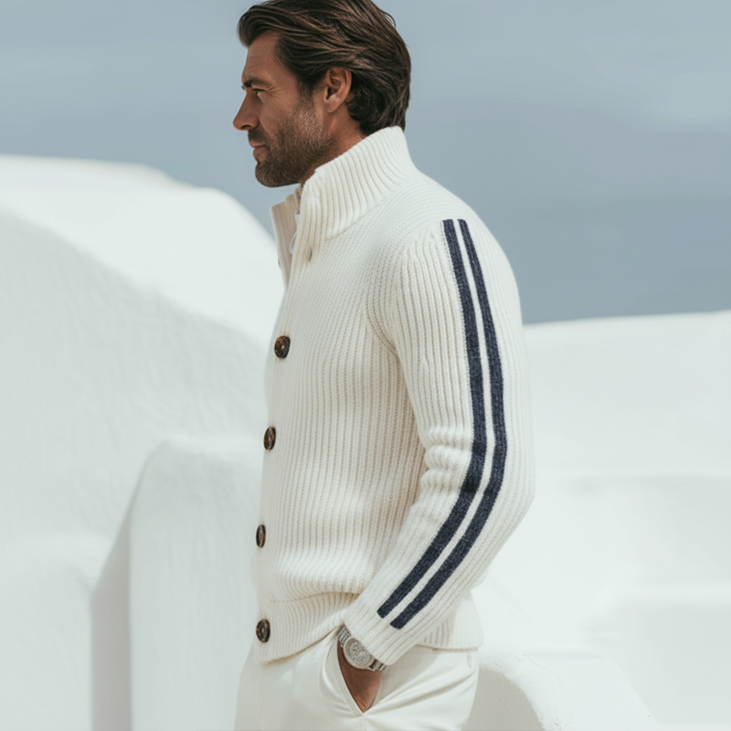 Men's Urban Style Stand-collar Button-up Knit Cardigan MTA2204K3U