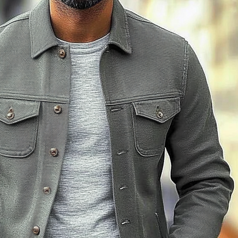 Men's Cotton Blend Twill Lapel Single-breasted Slim-fit Jacket MTA1600H6X