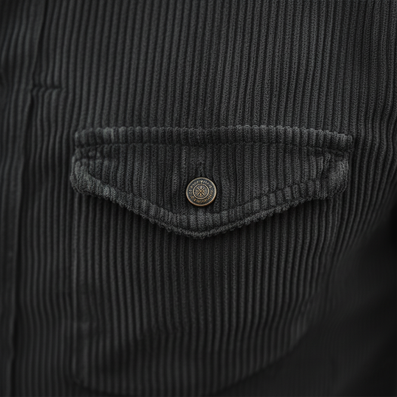 Men's Retro Glossy Corduroy Button-Up Shirt MTA1979K7P