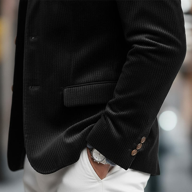 Men's Winter Retro Glossy Corduroy Stand Collar Button Jacket MTA2592K5P