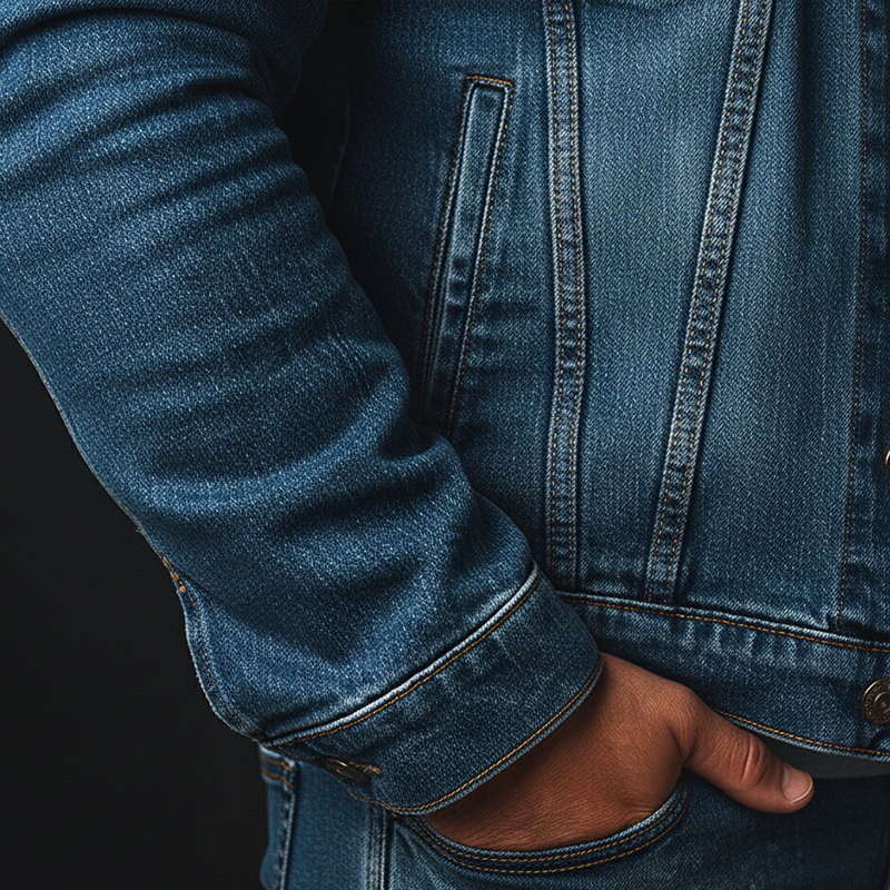 Men's Retro Leopard Print Collar Washed Denim Button Jacket MTA2636K9P