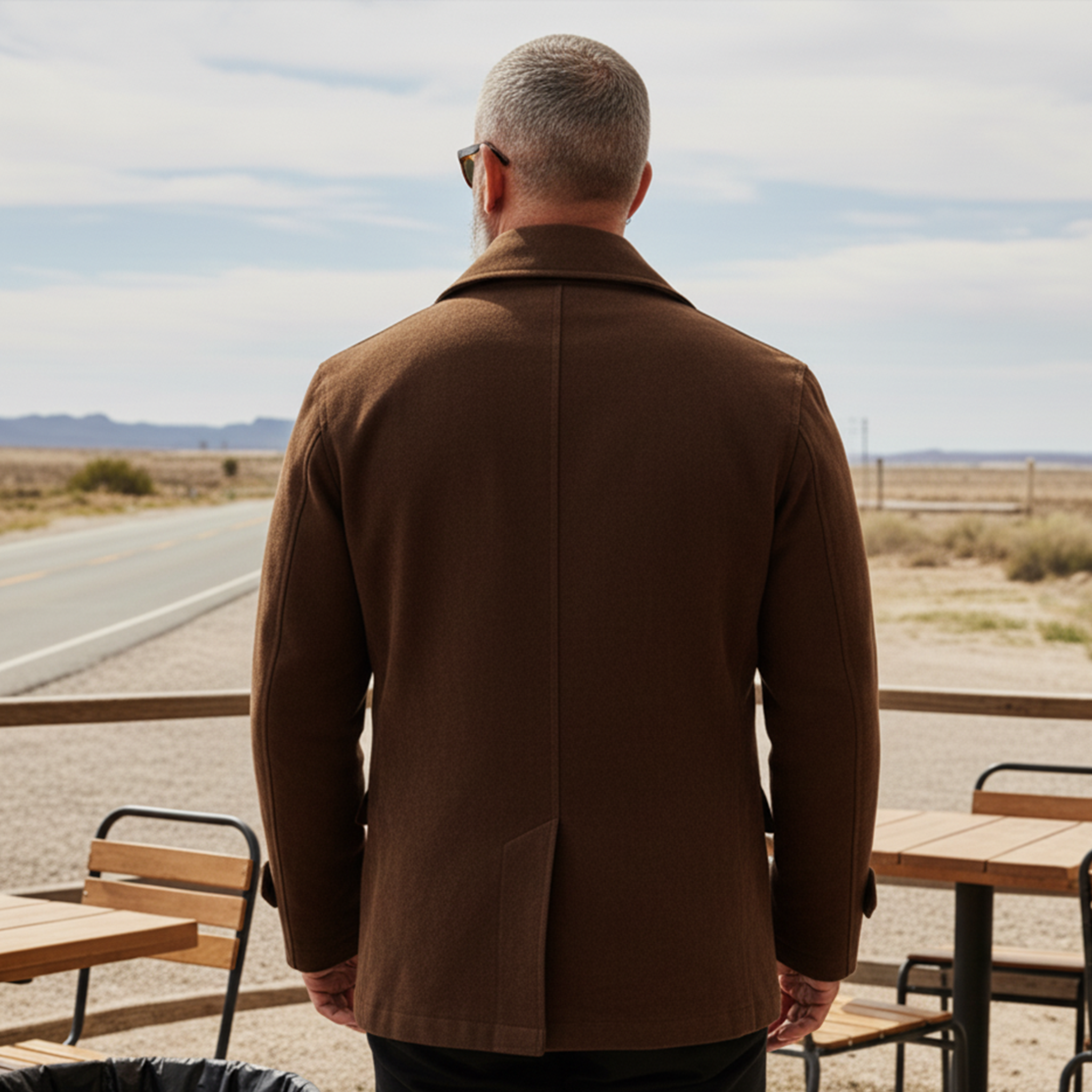 Men's Classic Retro Western Style Faux Suede Double-breasted Coat MTA1396K0K