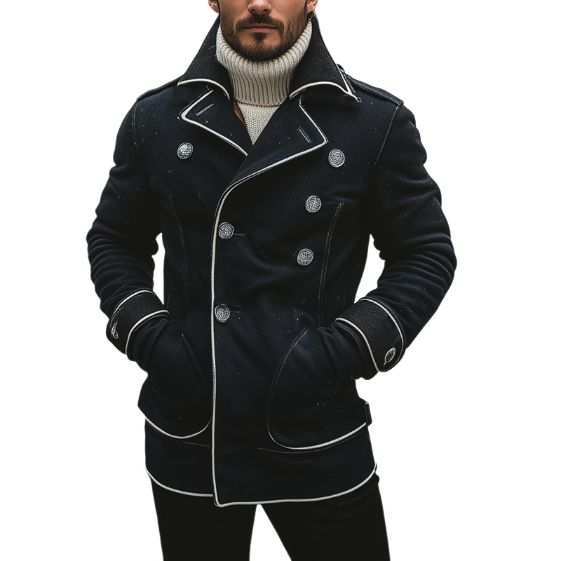 Men's Lapel Vintage Contrast Lapel Button Jacket MTA2320I3X