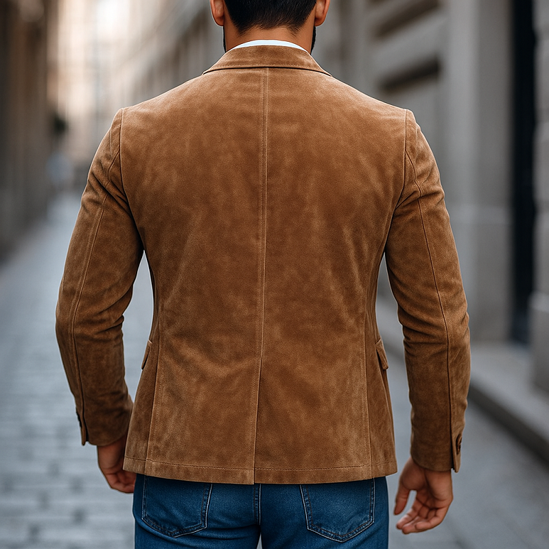 【24-timers frakt】Herremote Ensfarget Semsket Skinnjakke Med Hakkslag Og To Knapper Avslappet Blazer 01543684Z