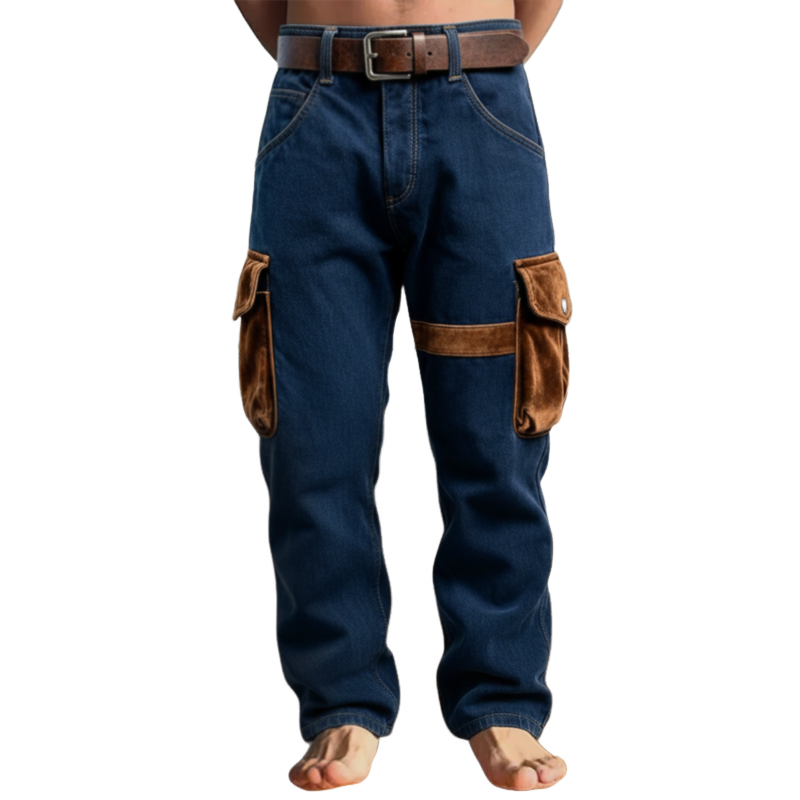 Men's Retro Casual Denim Velvet Pants MTA2950K9TO