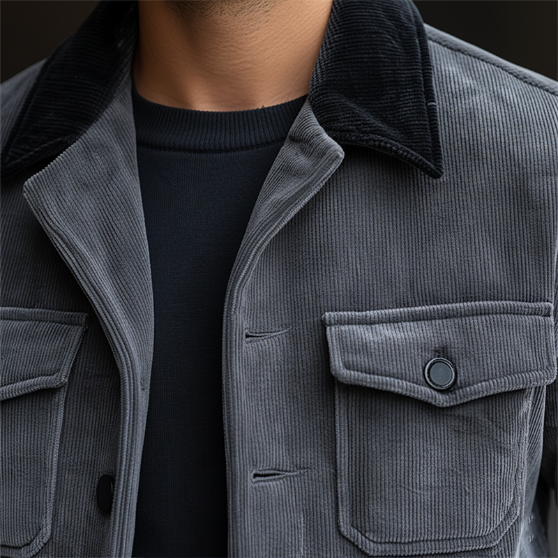 Men's Winter Retro Glossy Corduroy Classic Jacket MTA0553K9P