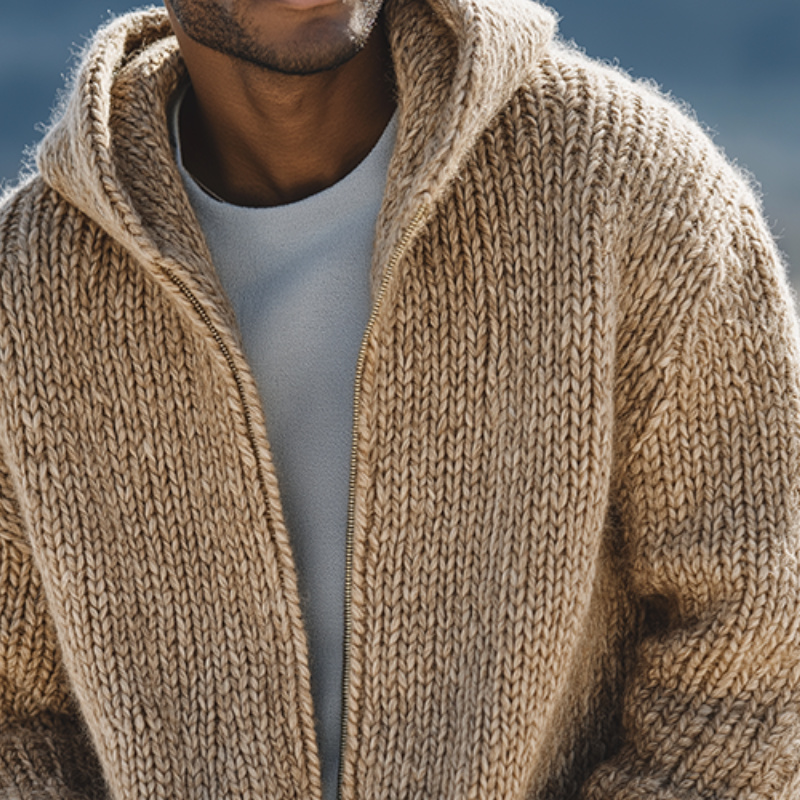 Men's Retro Casual Knit Hooded Zipper Jacket MTA2902H6TO