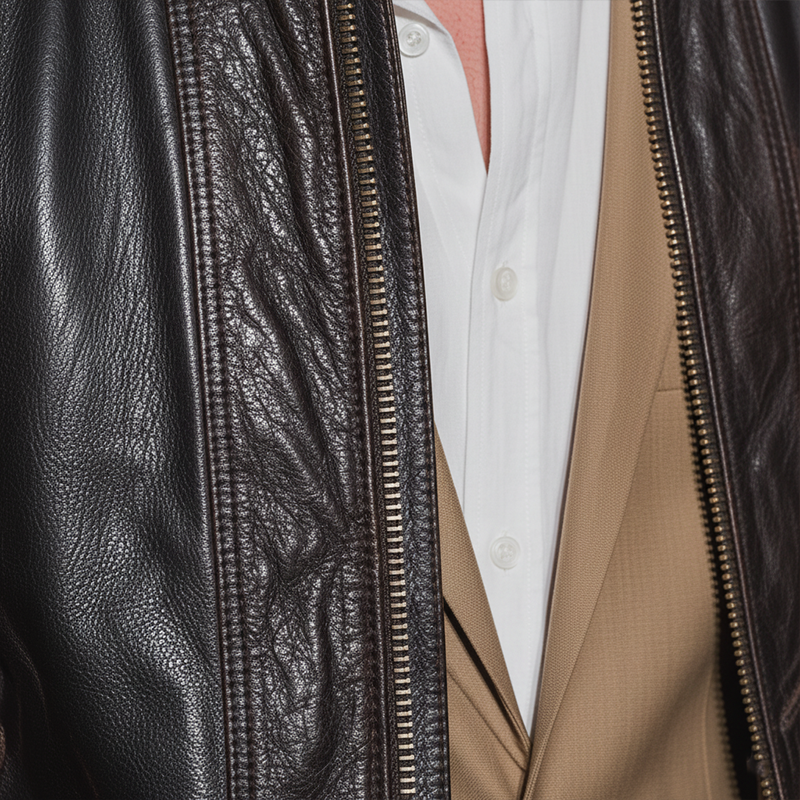 Men's Winter Fashion Contrast Color Stitching PU Leather Jacket MTA1418J2P