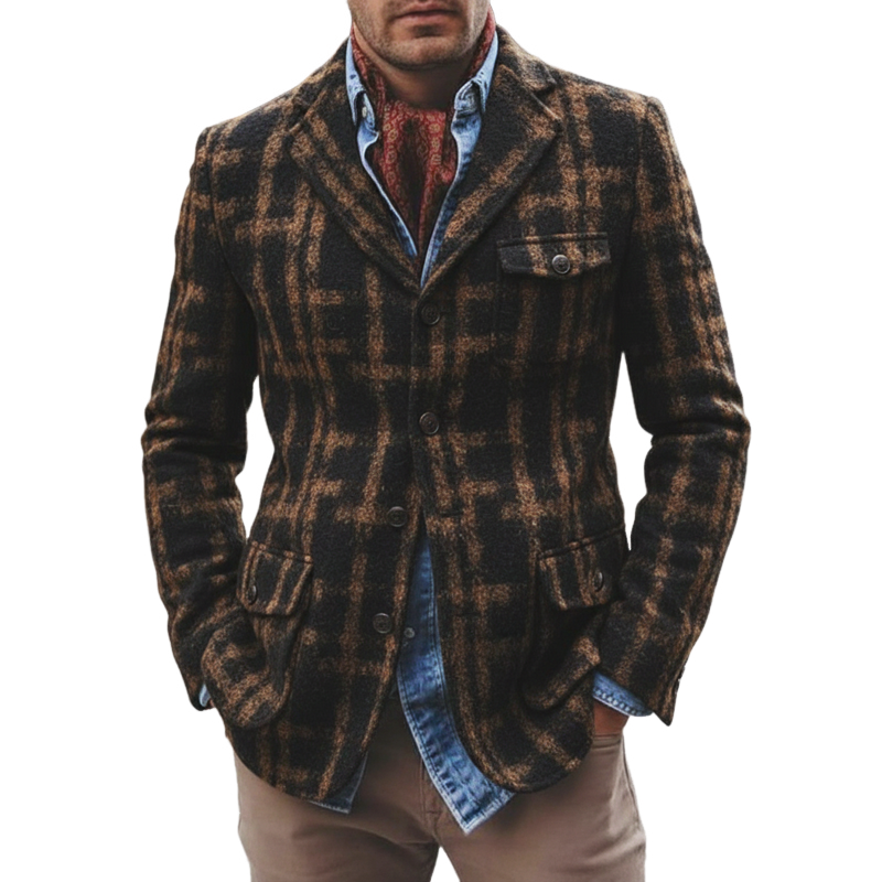 Men's Classic Vintage Faux Wool Single-breasted Slim-fit Jacket MTA2738J2U