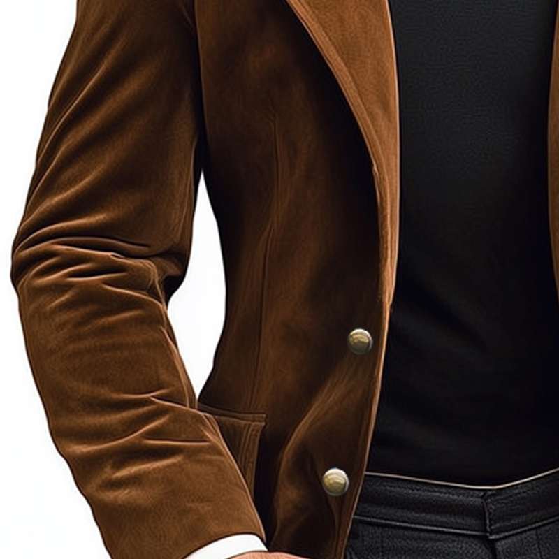 Men's Vintage Suede Two-Button Colorblock Collar Blazer MTA2052H7U