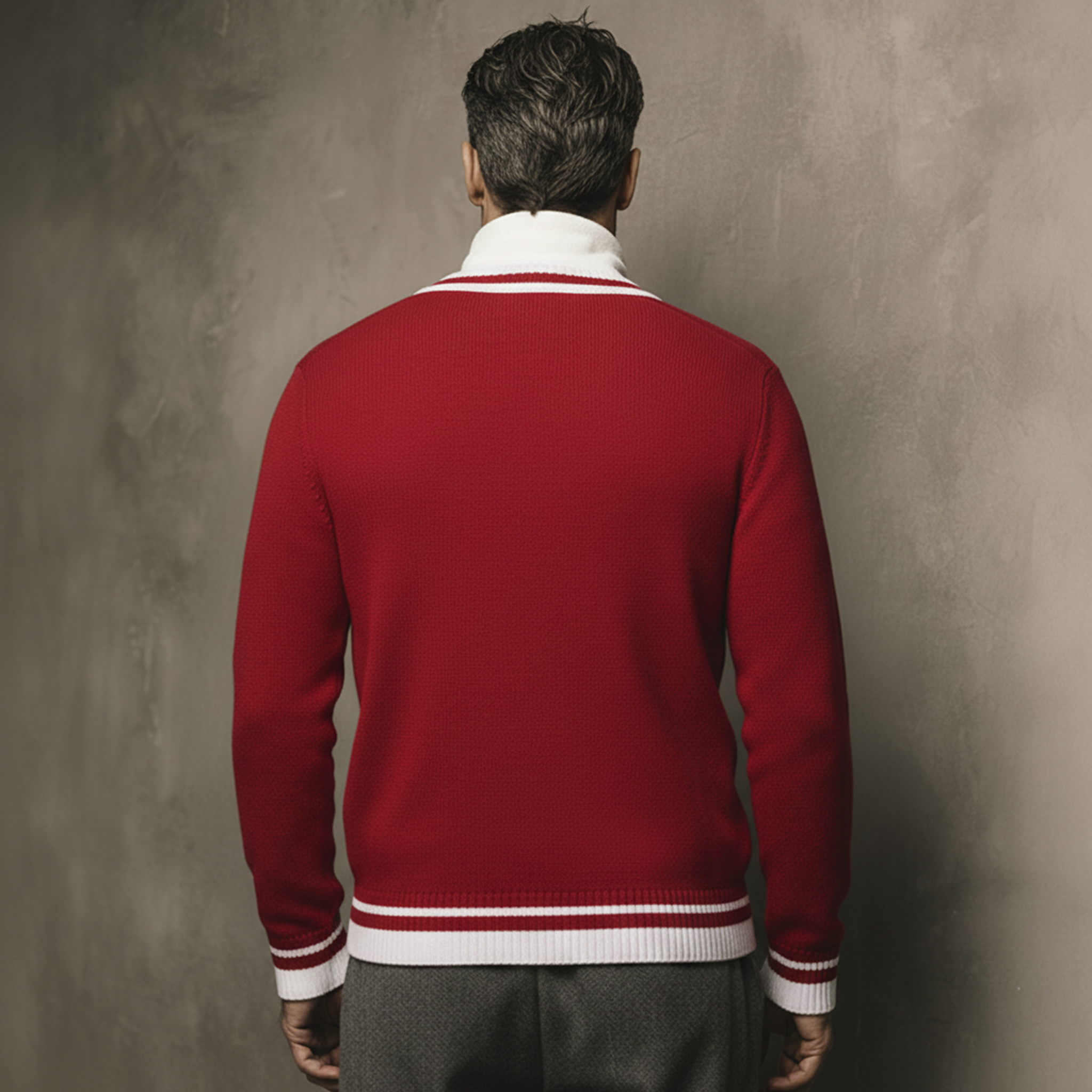 Men's Casual And Stylish Red Knitted Cardigan MTA1556K3K