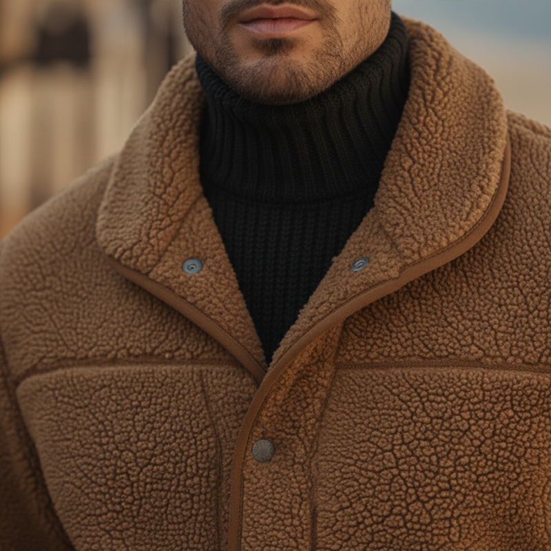 Men's Winter Retro Faux Lambswool Button Jacket MTA2511K4P