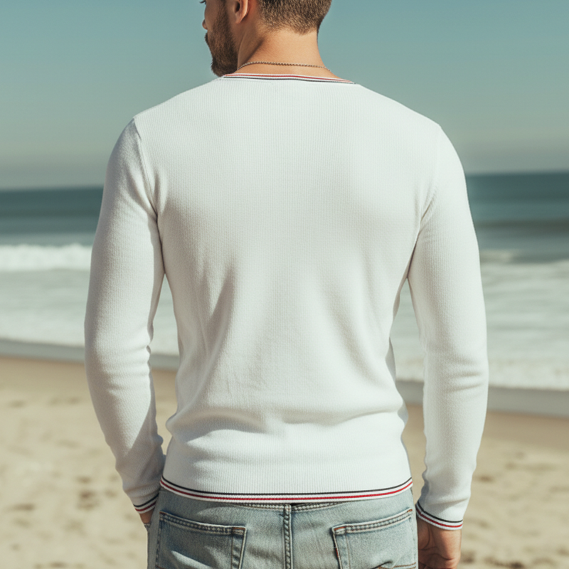 Men's Urban Color-block V-neck High-stretch Slim-fit Sweater MTZ2261A8U