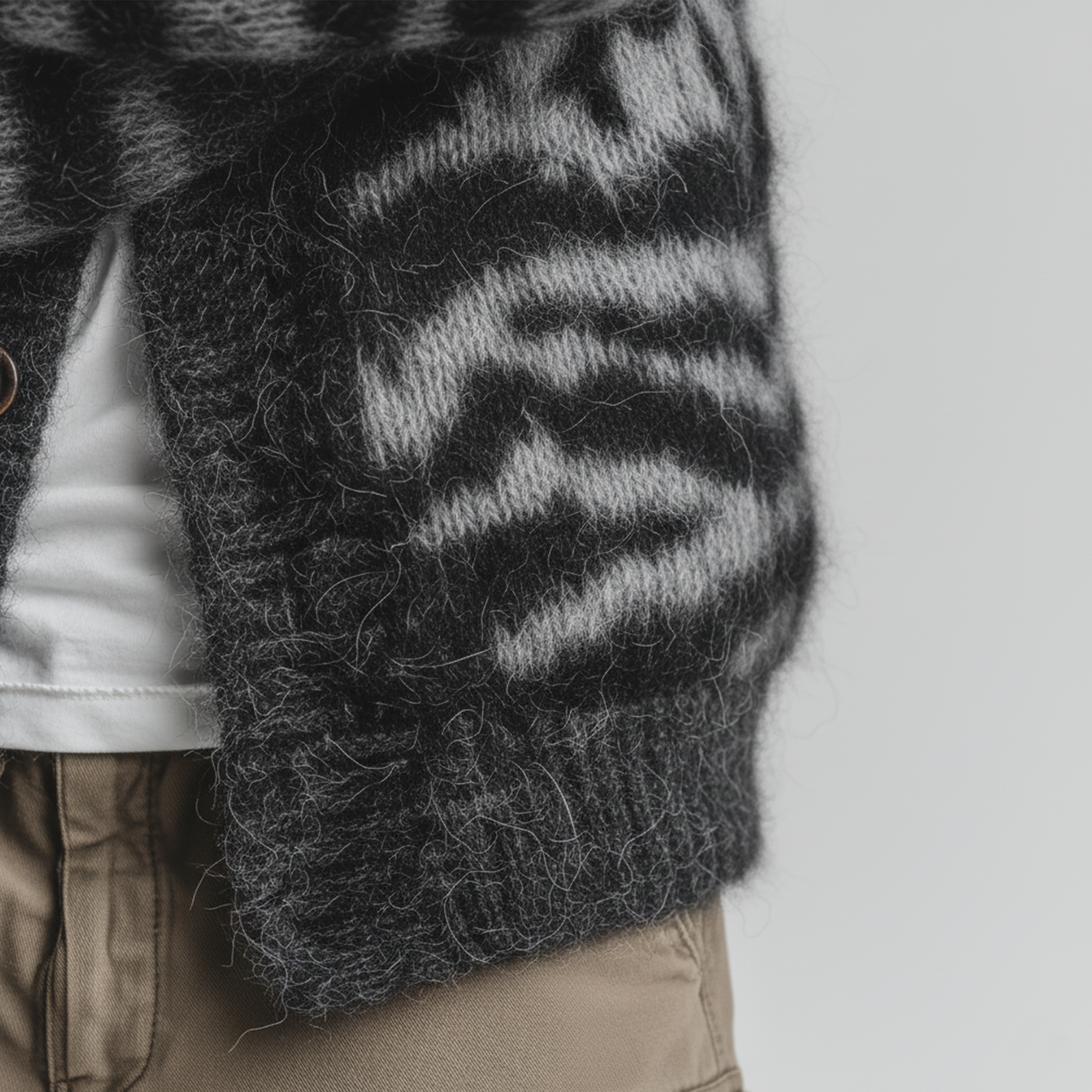 Men's Casual And Fashionable Zebra Pattern Knitted Cardigan MTA1738J1K