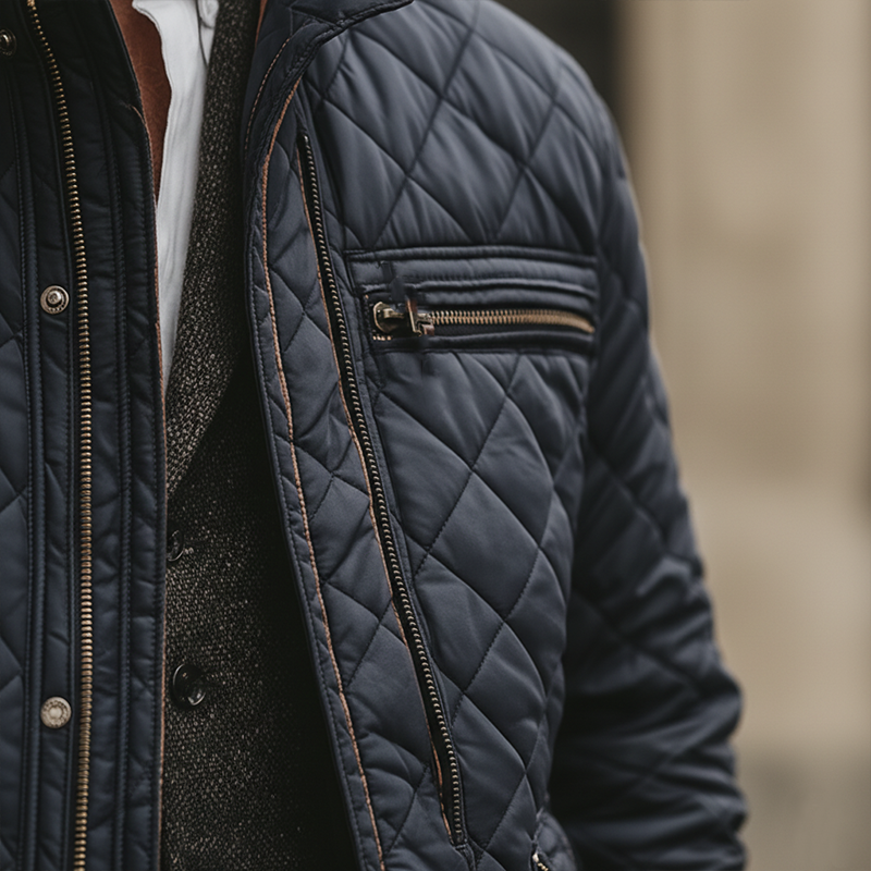 Men's Winter Vintage Quilted Stand Collar Warm Jacket MTA1513J5P