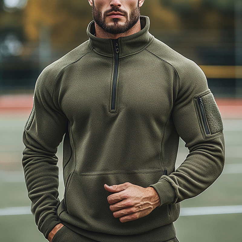 Men's Outdoor Sports Polar Fleece Stand Collar Half Zip Sweatshirt MTA1391J3X