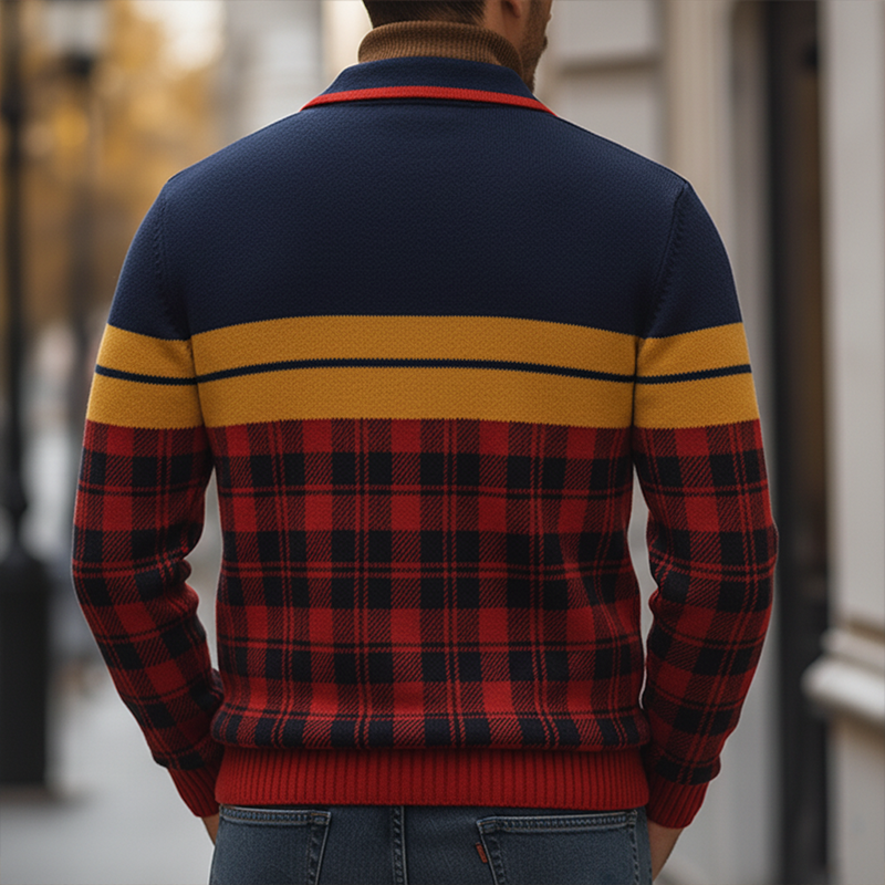 Men's Winter Fashion Cotton Yarn Knitted Polo Sweater MTA1567K7P