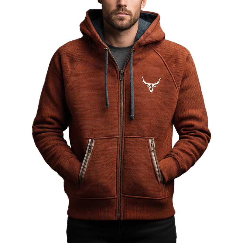 Men's Vintage Striped Cotton Blend Hooded Zipper Sweatshirt MTA2712J7P