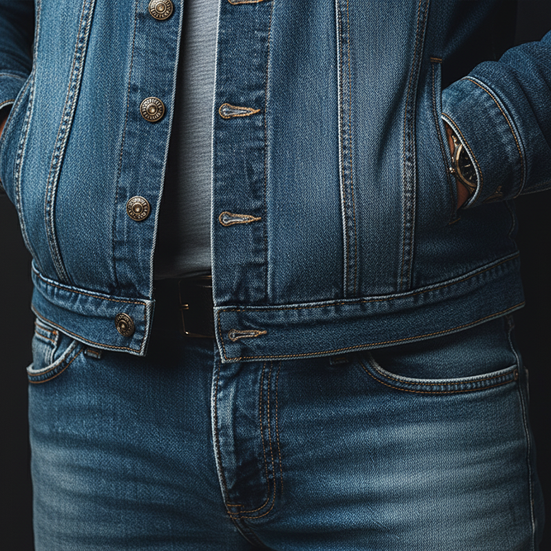 Men's Retro Leopard Print Collar Washed Denim Button Jacket MTA2636K9P