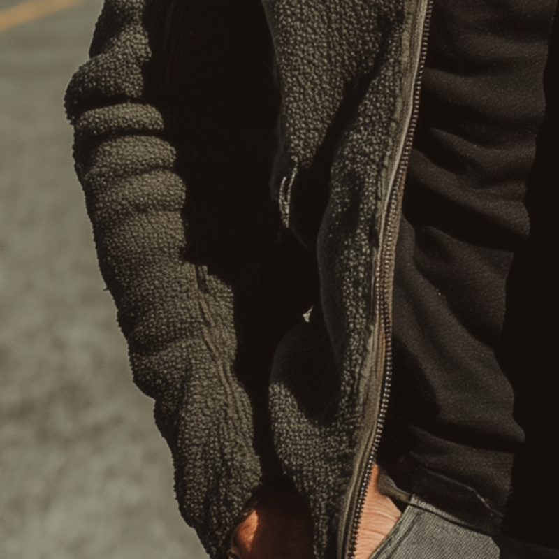 Men's Autumn And Winter Vintage Sherpa Zipper Jacket MTA1108I5P