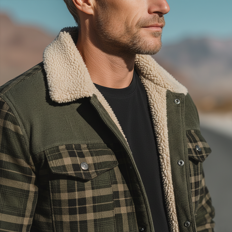 Men's Winter Fashion Plaid Fleece Lined Jacket MTA2495I6P