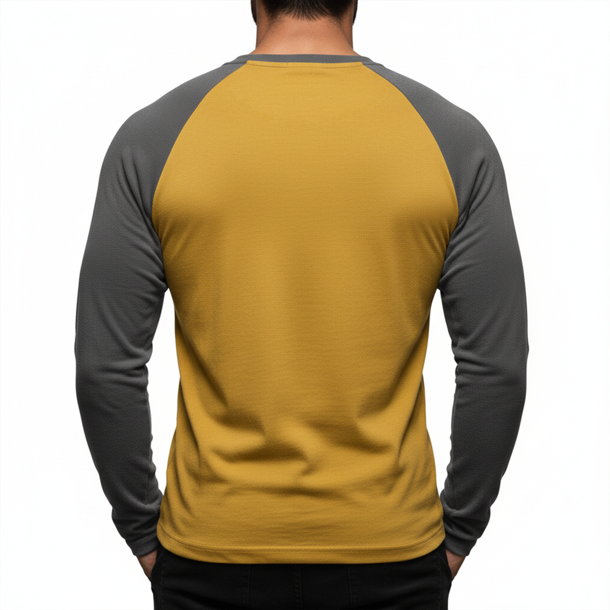 Men's Classic Casual Tough Style Round Neck Contrast Color Dralon Fabric Slim Long Sleeve T-shirt MTA2463J1K