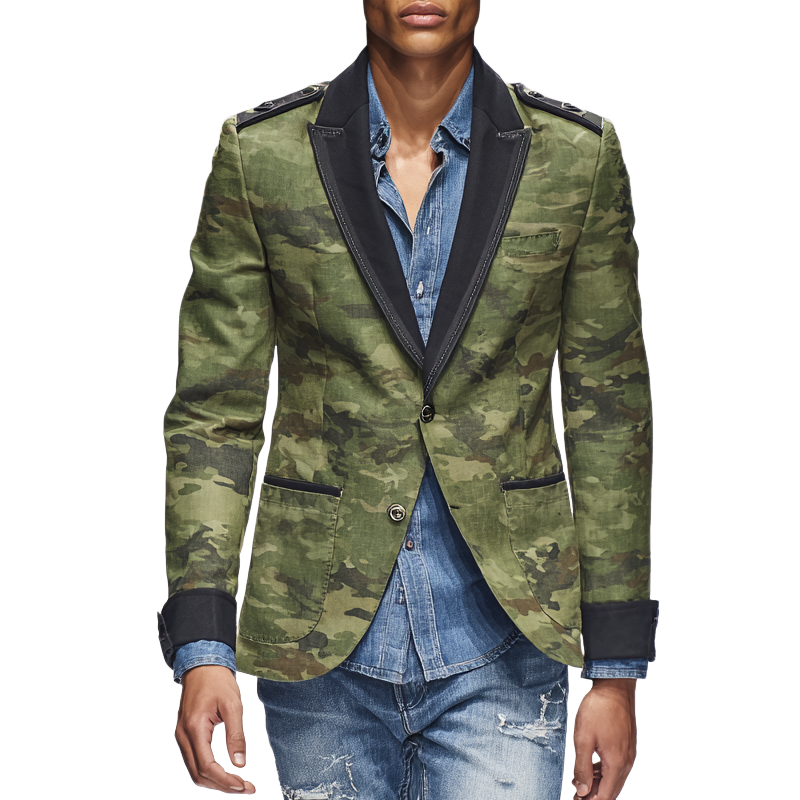 Men's Camouflage Peak Lapel Two Buttons Blazer MTA0778H9Z