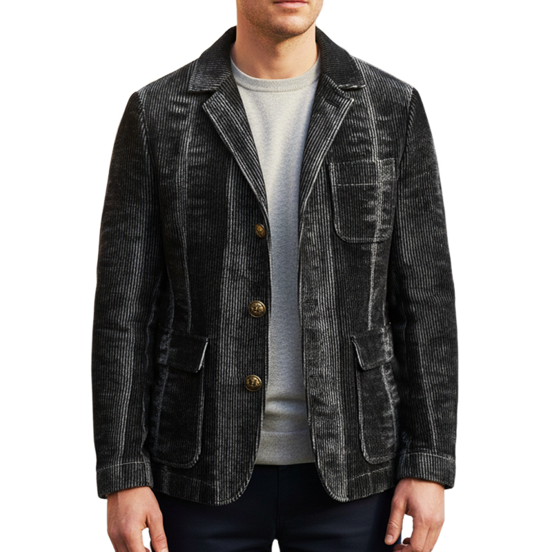 Men's Vintage Washed Corduroy Three-Button Jacket MTA1567I5U
