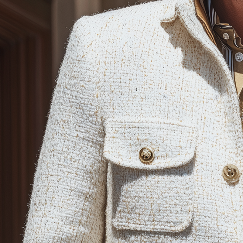Men's Autumn And Winter Fashion Textured Tweed Light Business Suit Jacket MTA0855I8P