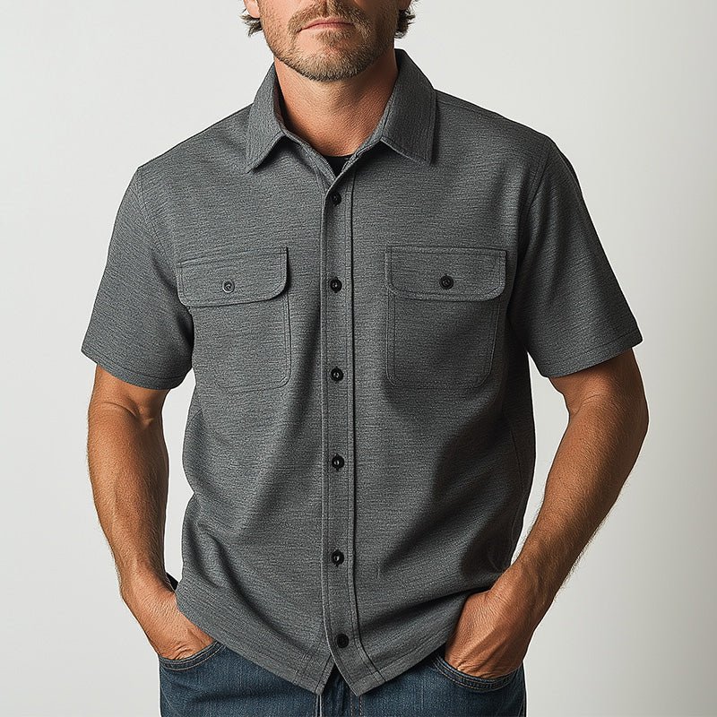 Men's Summer Light Business Style Cotton Short-Sleeved Shirt MTA1463E8P