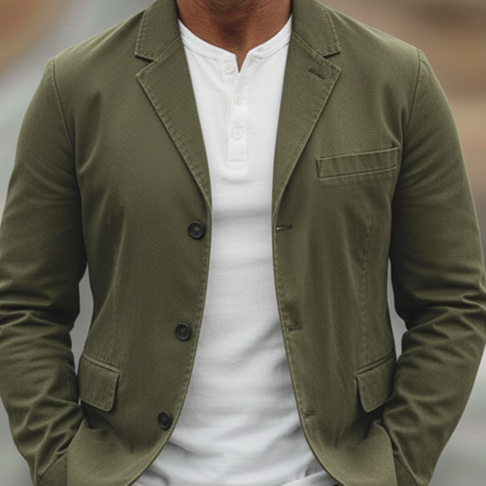 Men's Classic Casual Lightweight Twill Cotton Blazer MTZ0980A3K