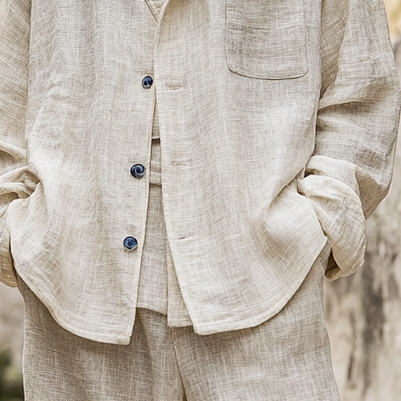 Men's Linen Blend Lapel Casual Loose Jacket MTA0125L1X