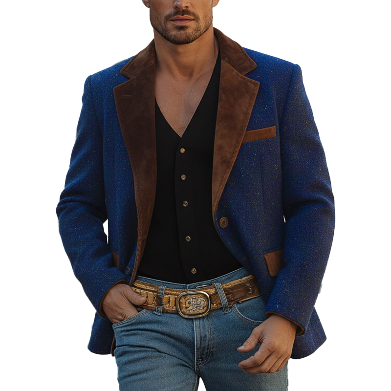 Men's Retro Style Faux Leather/Suede Party Suit Jacket MTA2146K5P