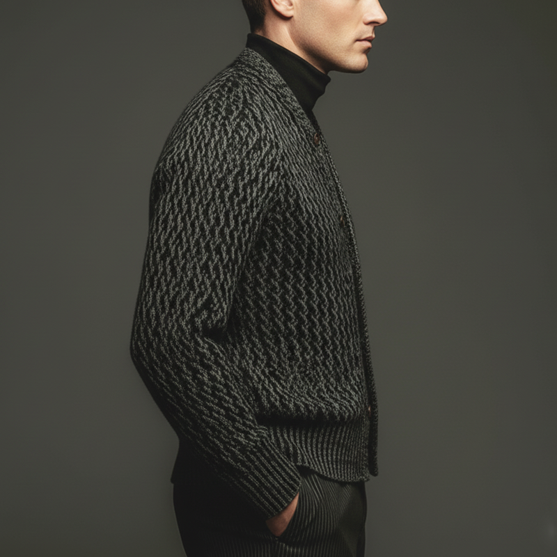 Men's Retro Colorblock Jacquard Button Knit Cardigan MTA2107J9U