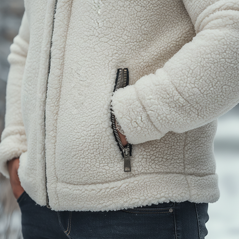 Men's Winter Simple Faux Lambswool Zipper Warm Jacket MTA2652K5P