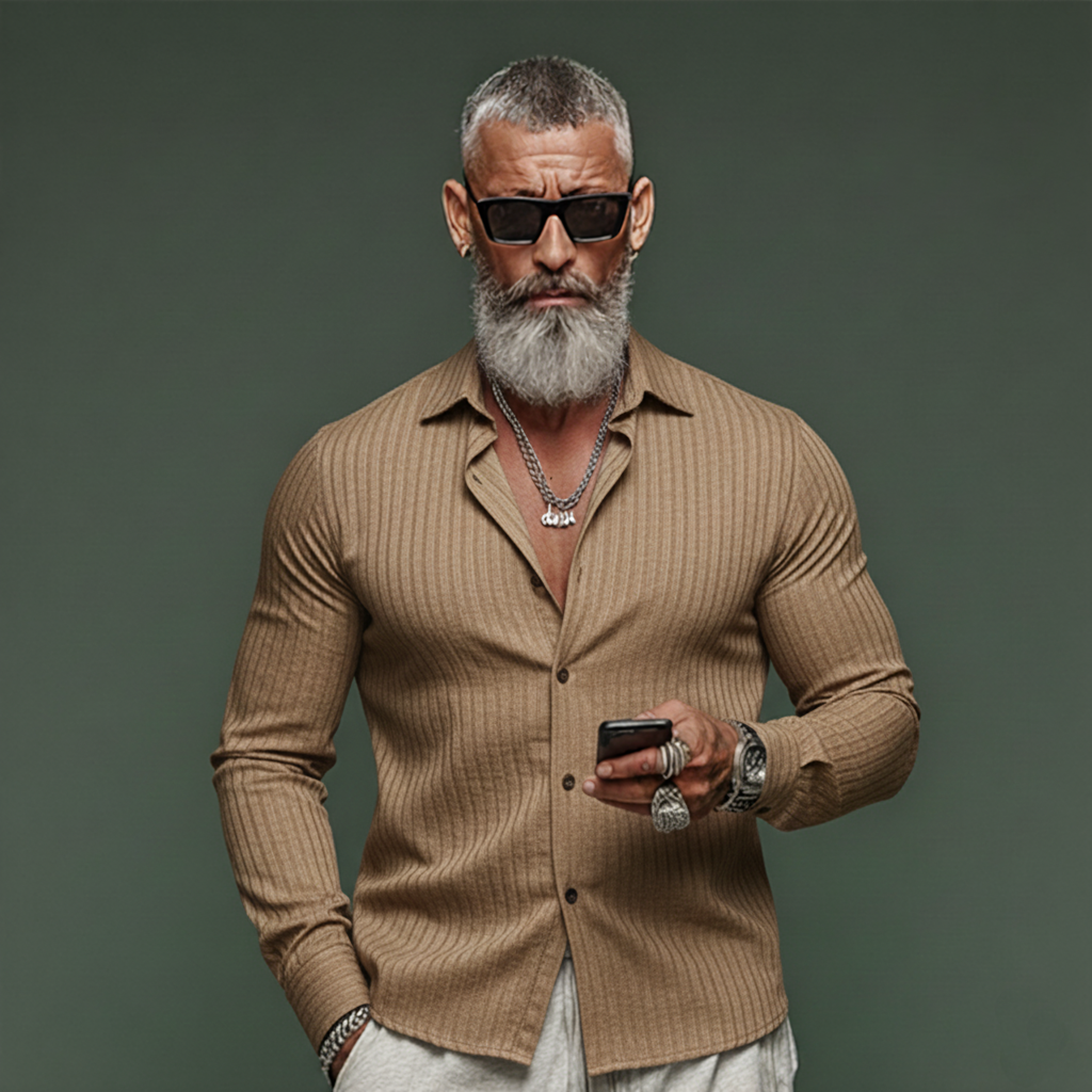 Men's Classic Casual Ribbed Long-sleeved Shirt MTA1525L3K