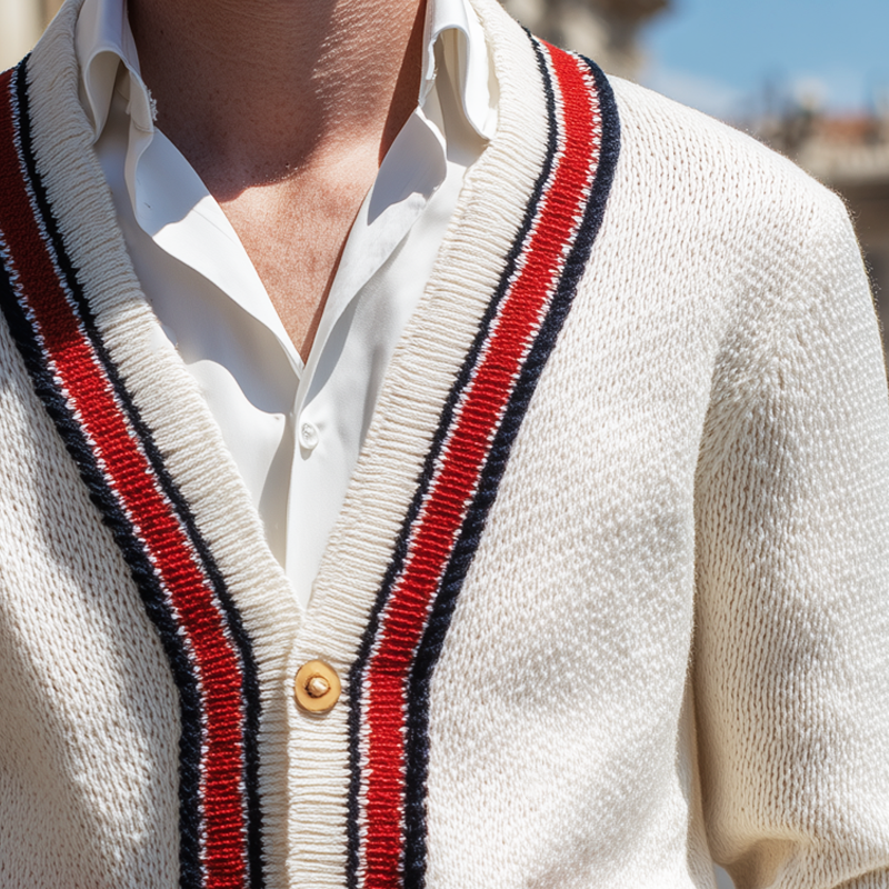 Men's Classic V-Neck Colorblock Button Knit Cardigan MTA0864I0U