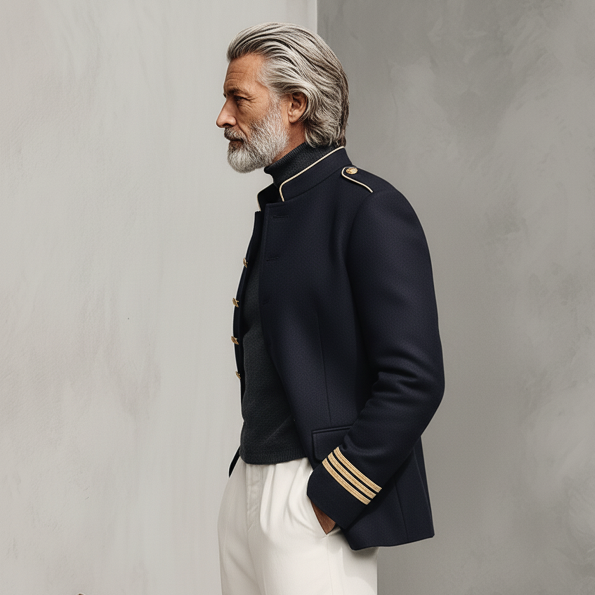 Men's Classic Retro Stand-up Collar Faux Wool Jacket MTA0327K7K