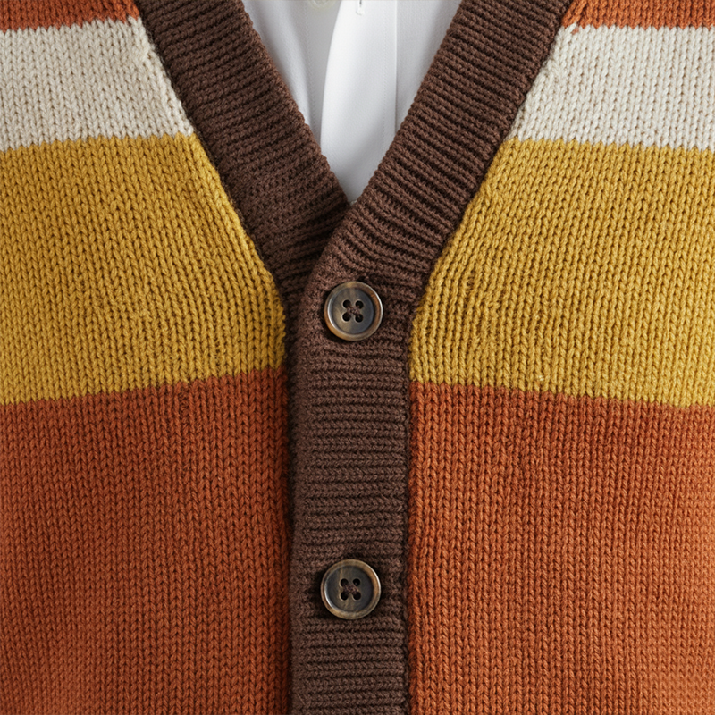 Men's Winter Fashion Contrast Striped Cotton Knitted Cardigan MTA2088J7P