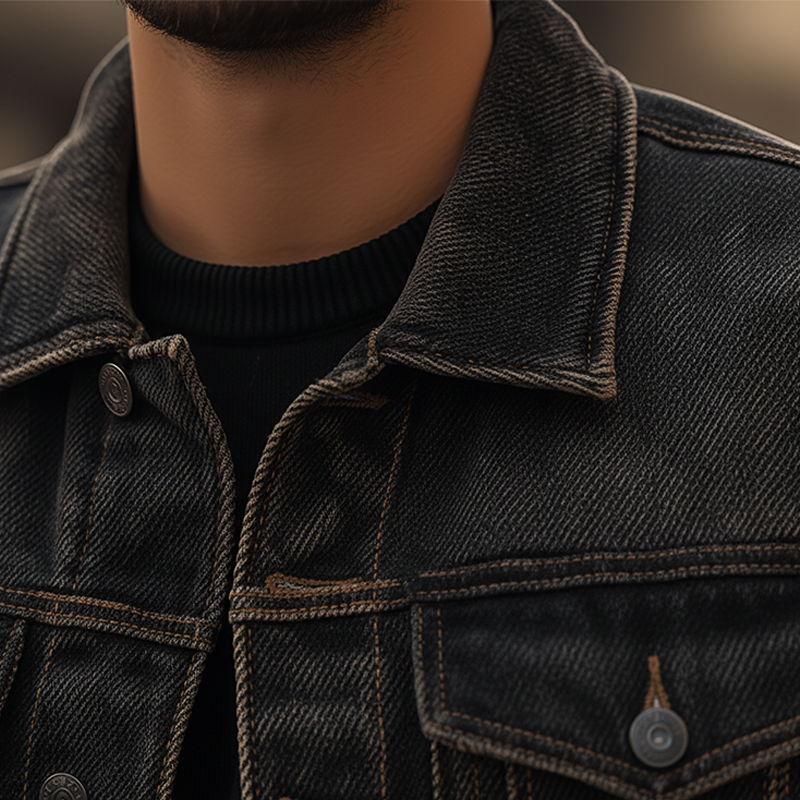 Men's Retro Twill Washed Denim Button Jacket MTA2541K6P