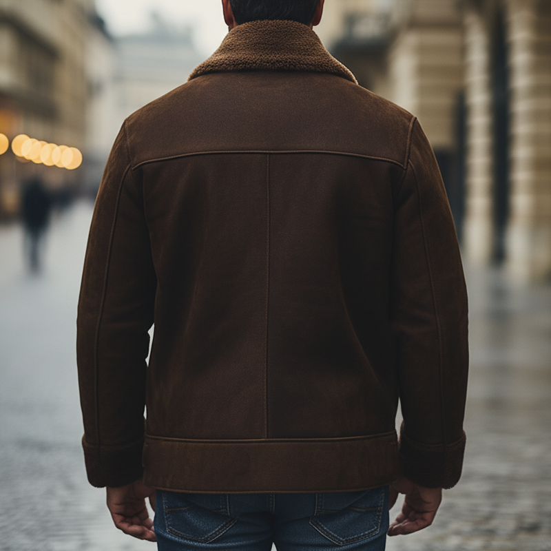 Men's Winter Suede Thickened Lambswool Lined Button-Up Jacket MTA0522K0U