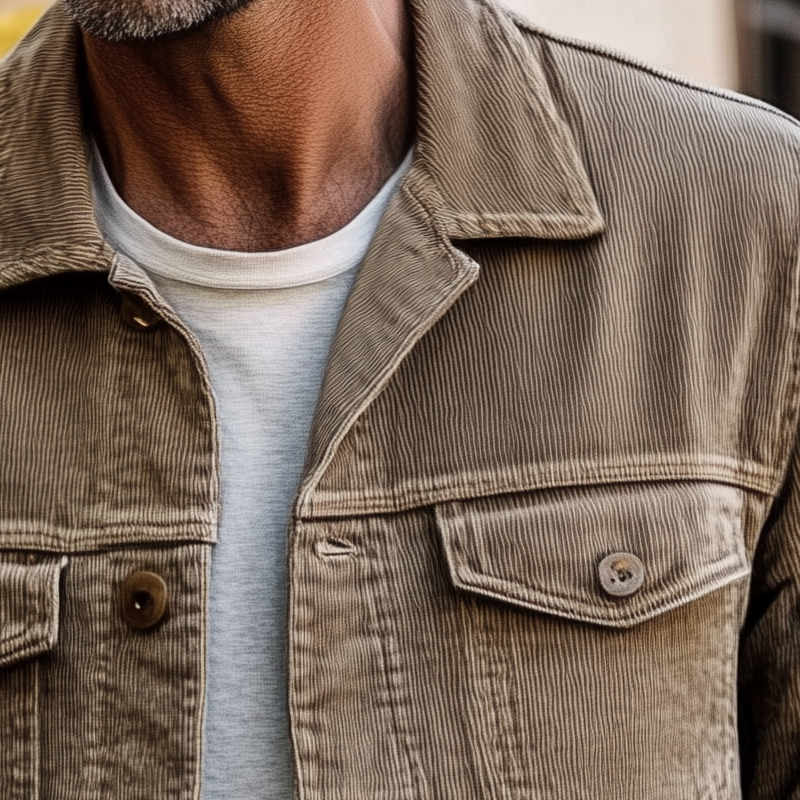Men's Vintage Corduroy Lapel Single Breasted Jacket MTA2251H4X