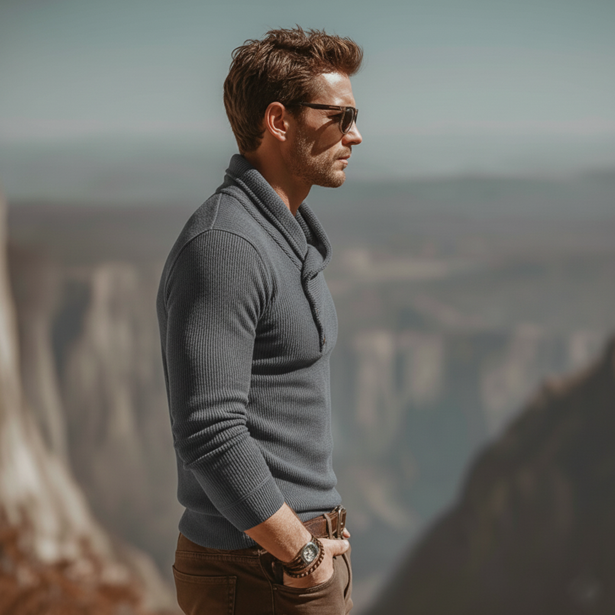 Men's Classic Casual Ribbed Slim-fit Long-sleeved T-shirt MTA1838L6K