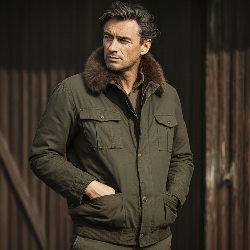 Men's Classic Winter Warm Faux Mink Lined Multi-Pocket Jacket MTA2658K3U