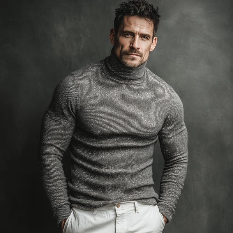 Men's Basic Business Slim Fit Stretch Knit Turtleneck Sweater MTA2974J3U