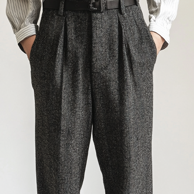 Men's Retro Blended Herringbone Loose Pants MTA2671K0X