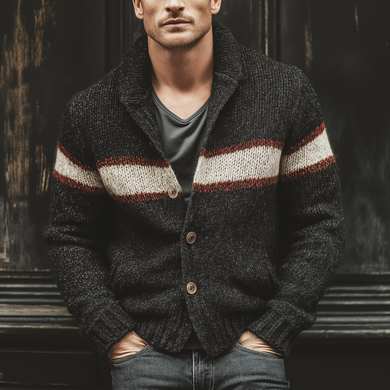 Men's Classic Color-blocked Button-down Knit Cardigan MTA3021J7U