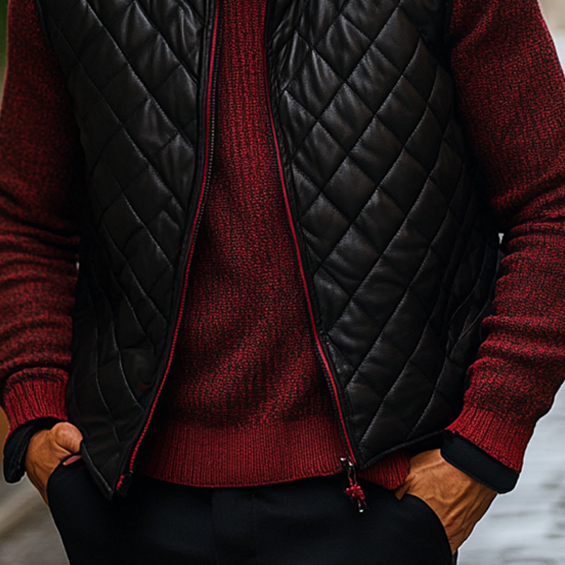 Men's Quilted Cotton Stand Collar Zipper Vest MTA2272I6X