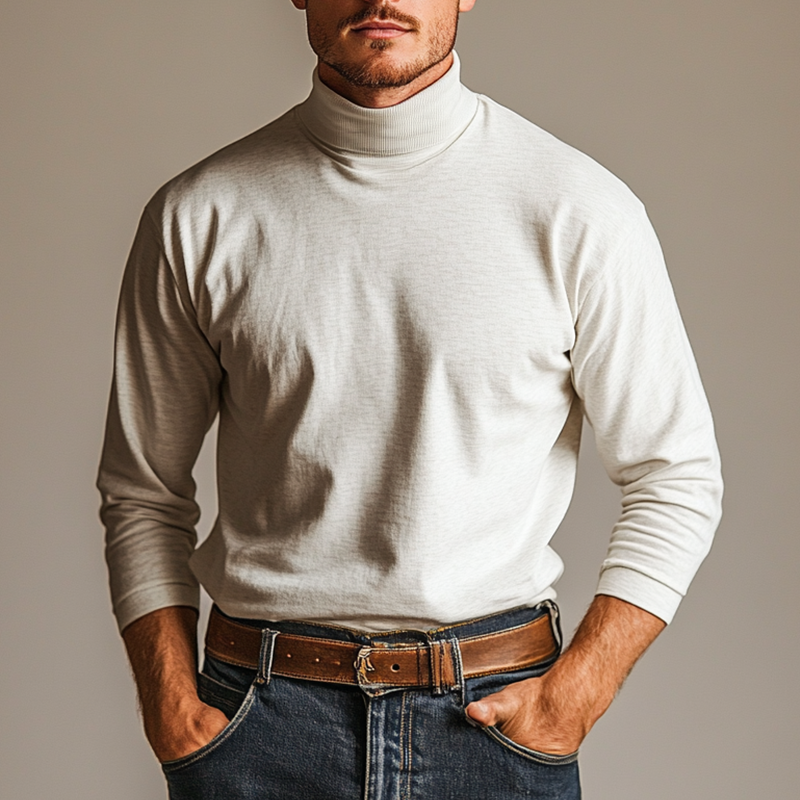 Men's Solid Color Blended High Collar Basic Bottoming Sweater MTA2231J2X