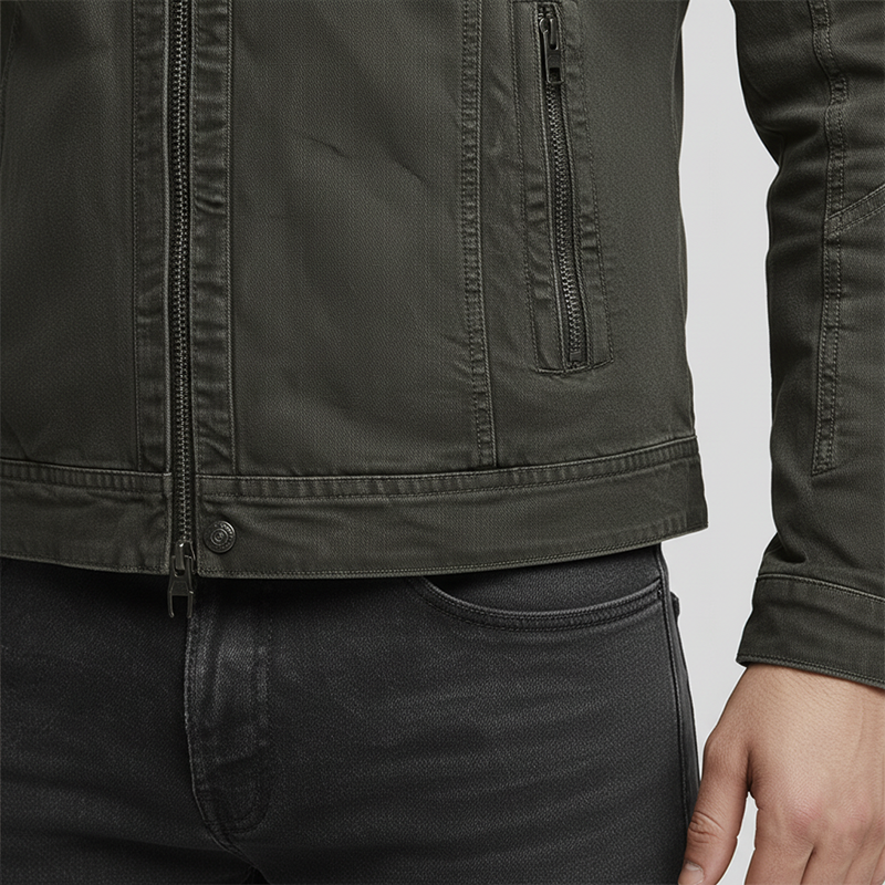 Men's Winter Vintage Washed Denim PU Patch Bomber Jacket MTA2071J5P